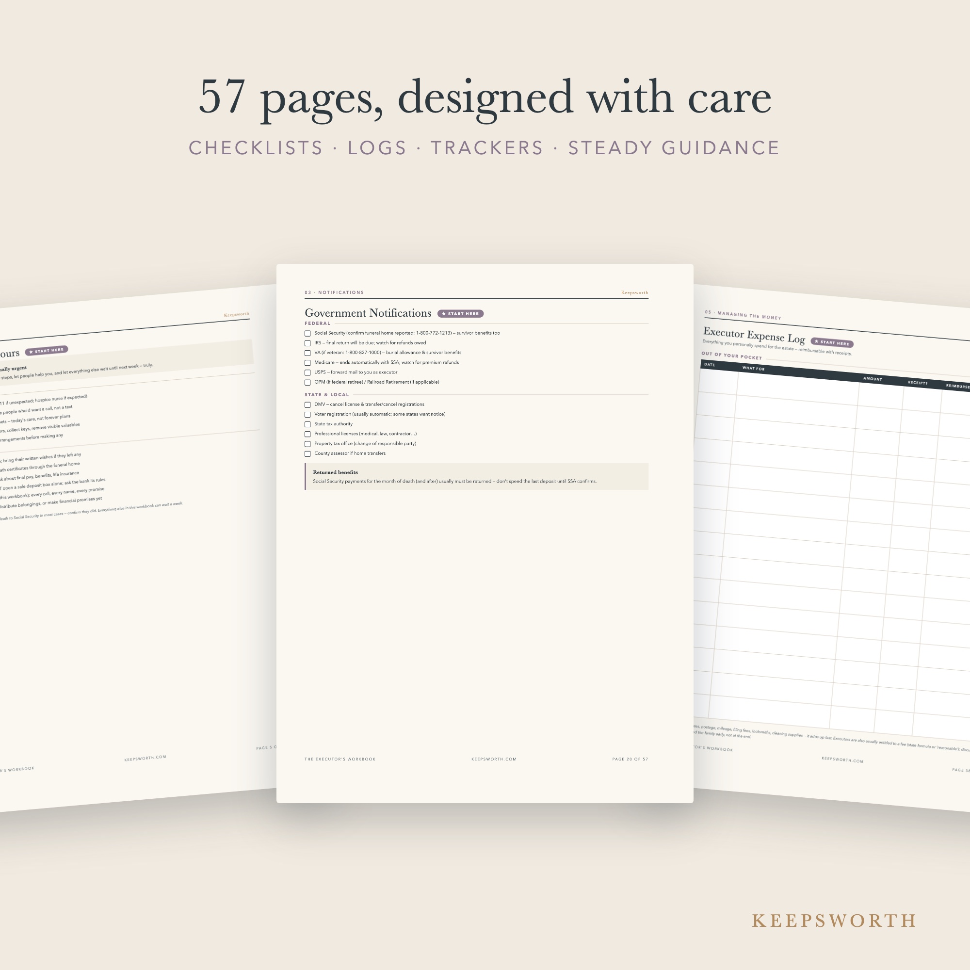 Executor’s Workbook — page collage