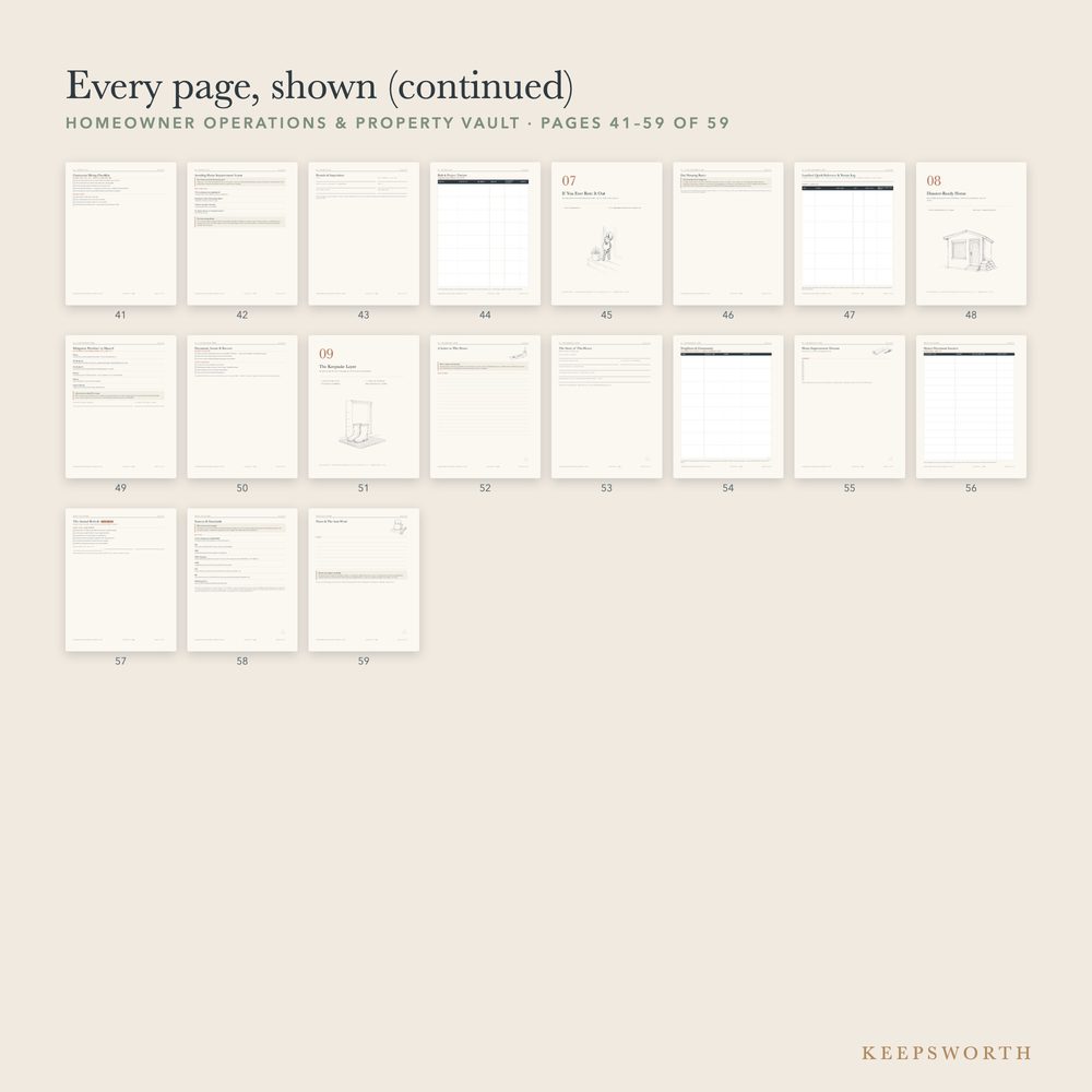 Homeowner Operations & Property Vault: contact sheet, every page shown (part 2)